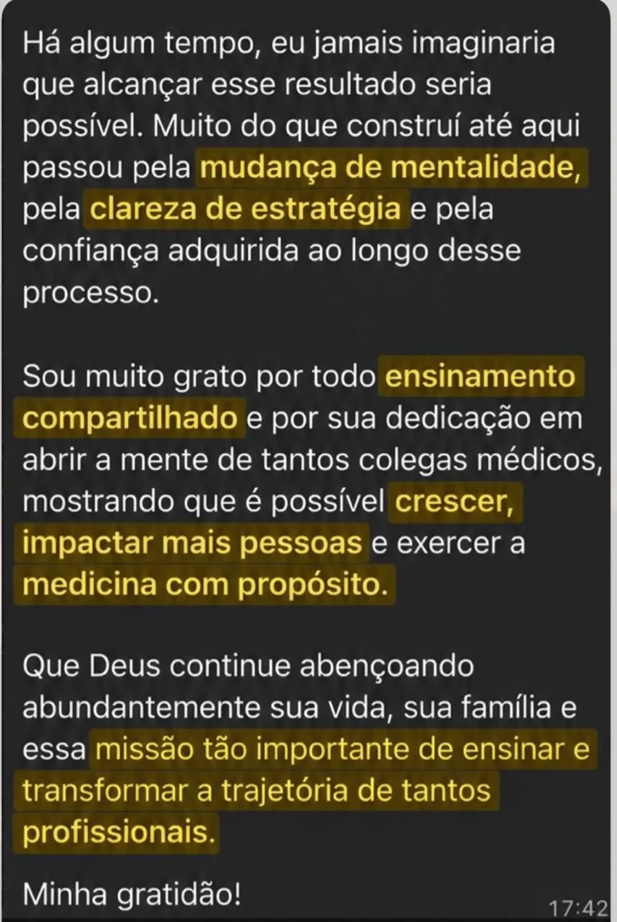 Depoimento sobre mudança de mentalidade e crescimento